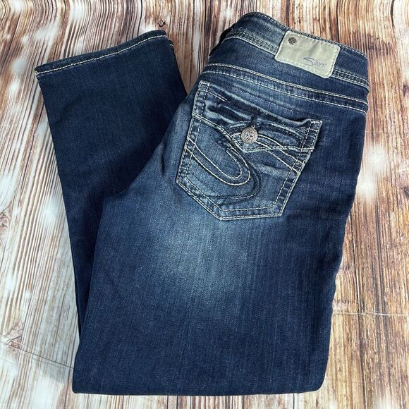 Silver Jeans AIKO Mid Capri Womens Size 30 Blue Low Rise Denim Crop Pants 30x24 - Picture 10 of 13